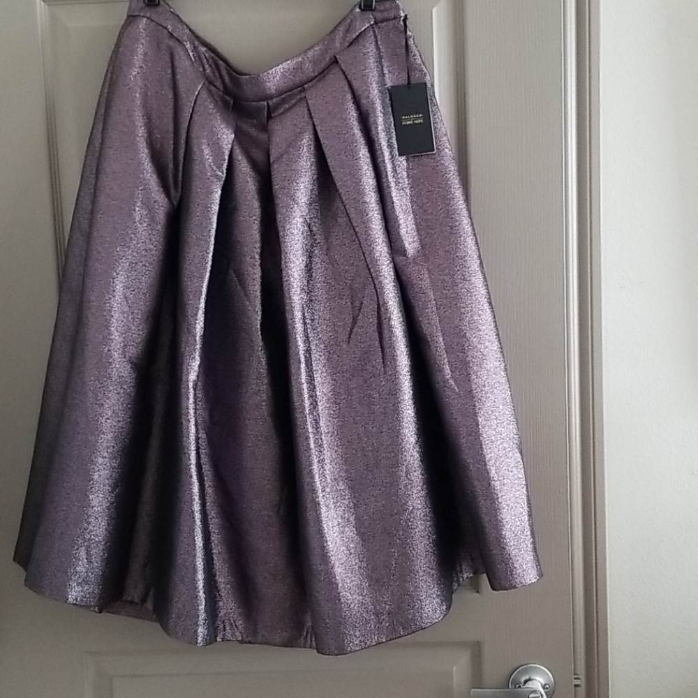 Halogen x Atlantic-Pacific Pleated Metallic Skirt